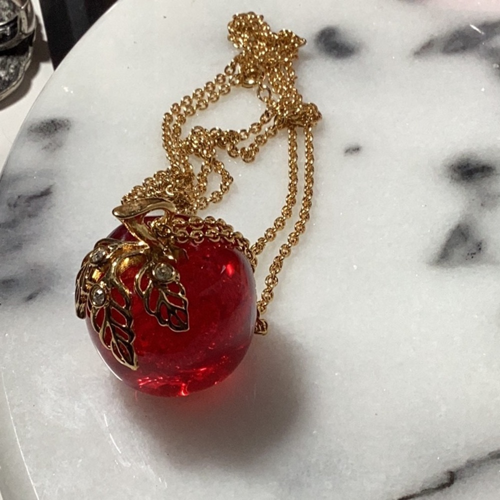Avon red apple necklace